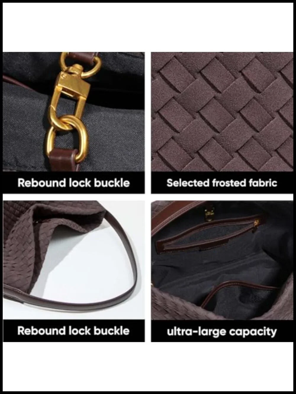 Braided Suede Tote Bag Hobo Shoulder Bag with Woven Details